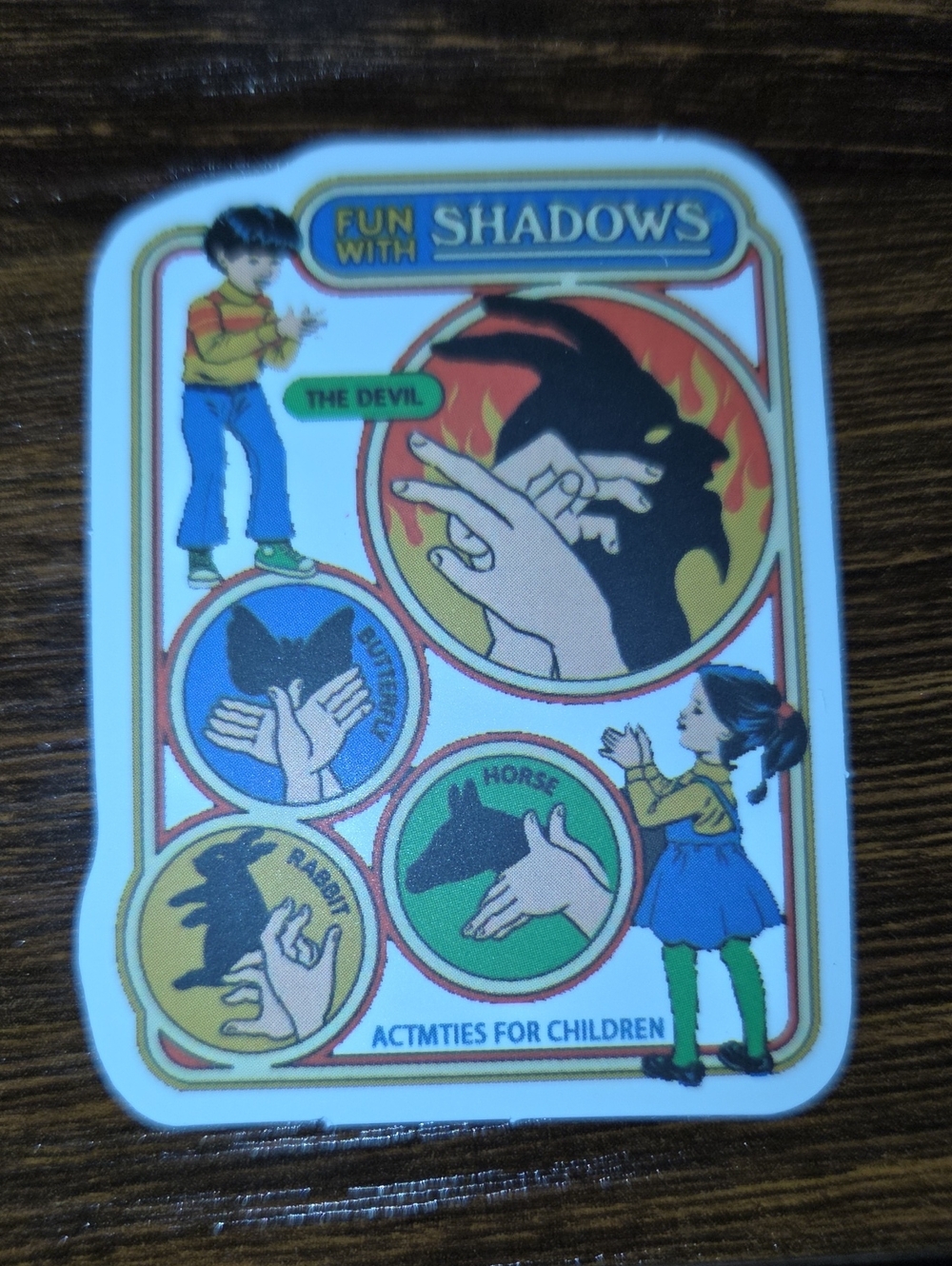 Fun With Shadows Kids Hand Shadow Activity Card Sticker - Multicolor